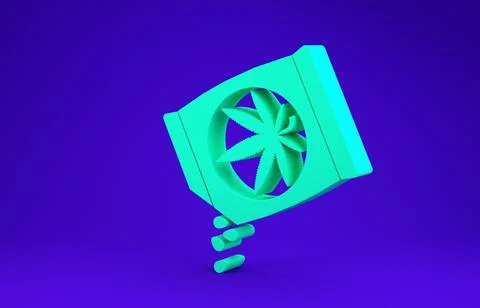 Green Marijuana or cannabis seeds in a bag icon isolated on blue background.  Stock Illustration