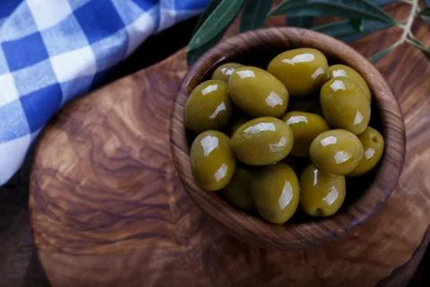 Green marinated olives Stock Photos