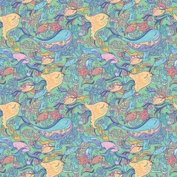 Green marine pattern Illustrazione stock