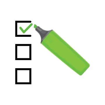 Green marker with checkbox in checklist. Stock Illustration
