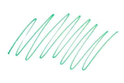 Green marker zigzag brush strokes isolated on white background Stock Photos