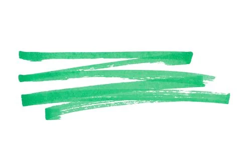 Green marker zigzag brush strokes isolated on white background Stock Photos