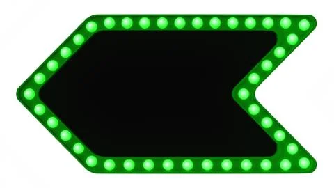 Green marquee light board sign retro on white background. 3d rendering Stock Illustration