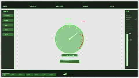 Green Mars Landing Telemetry Interface Element Stock Footage 334756986