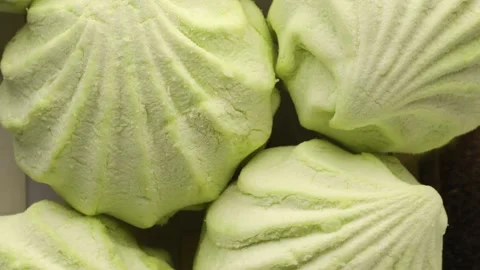 Green marshmallow, rotation in circle. round marshmallow Stock Footage 238899636