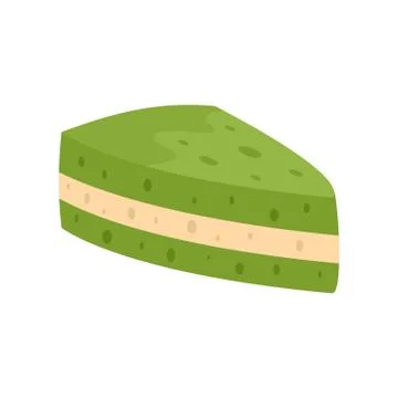 Green matcha cake icon, flat style Stock Illustration