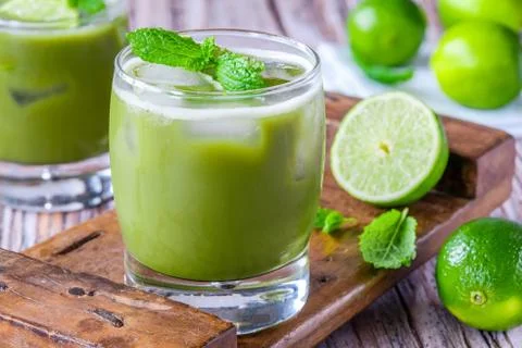 Green matcha detox drink Stock Photos