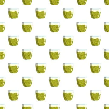 Green matcha smoothie pattern a healthy drink Stock Illustration