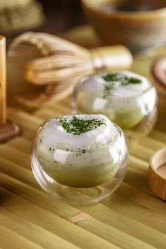 Green matcha tea Stock Photos