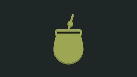 Green Mate tea icon isolated on black background. 4K Video motion graphic Stock Footage 235599873