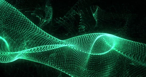 Green matrix abstract particles and sparkles frame with fluid movement Stock Footage 282871235