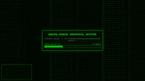 Green Matrix Binary Code Brute Force Hacking Progress Bar Animation. Видео 346836852