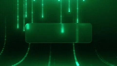 Green Matrix Binary Code Digital Technology Background with Liquid Glass Frame Stock Footage 331192156