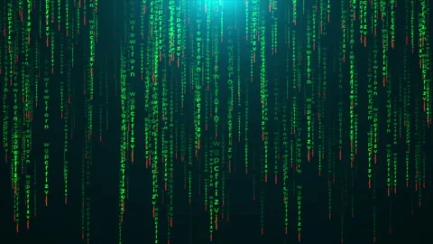 Green Matrix Binary Code Rain Stock Footage 252754961