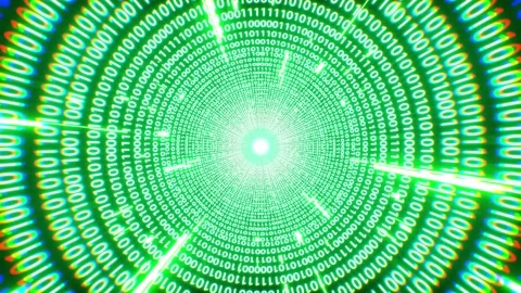 Green Matrix Binary Data Tunnel Loop Stock Footage 220235274