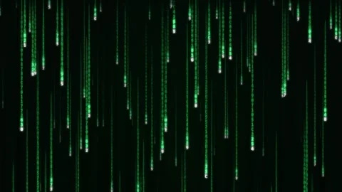 Green Matrix Binary Digital Code Rain Background Stockbeeldmateriaal 342320062