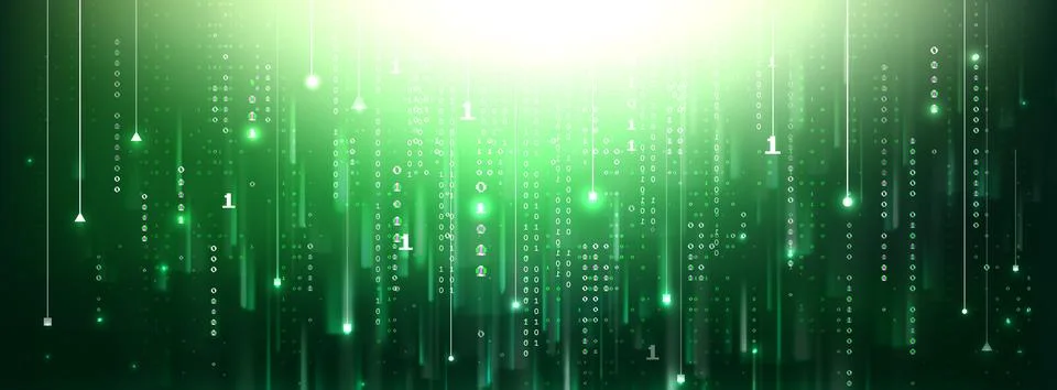 Green matrix code background with binary numbers Stock Illustration