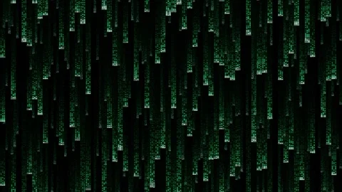 Green matrix code data rain falling on black seamless loop animation Video stock 347084848