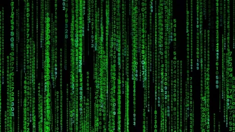 Green matrix code digital data stream programming technology cyber background Stock Footage 324562000