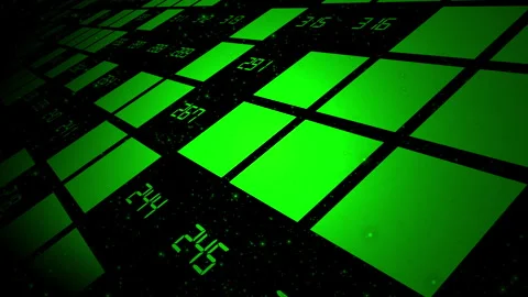 Green Matrix Data Grid with Cycling Numbers for Fintech and Cyber Security Stock Footage 336734731