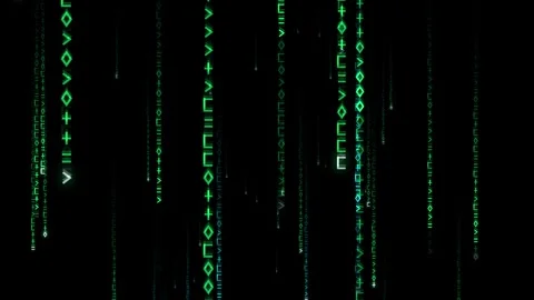 Green Matrix Digital Code Rain SciFi Cyber Motion Loop Video Screen Video stock 344655759