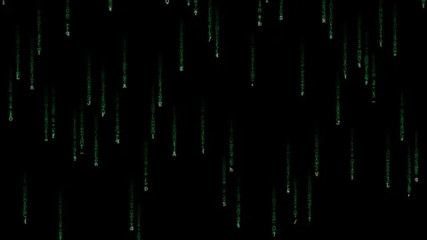 Green Matrix Digital Rain and Falling Code Symbols on Black Background Stock Footage 340341151