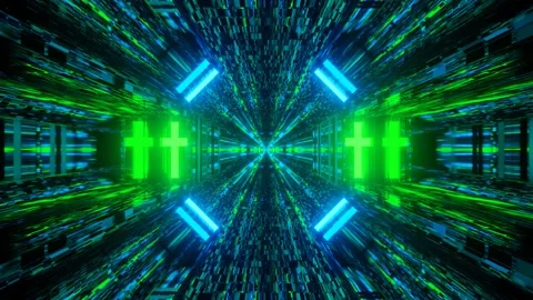 Green matrix dimensional motion 4k uhd 3d rendering vj loop Stock Footage 160540761