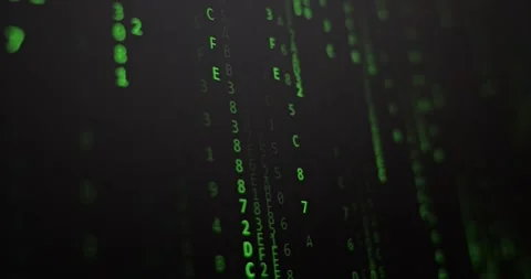 Green Matrix Hexadecimal Code Scrolling On Monitor Stock-Footage 336722497