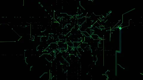 Green matrix in motion on a black background HD Video stock 141805657