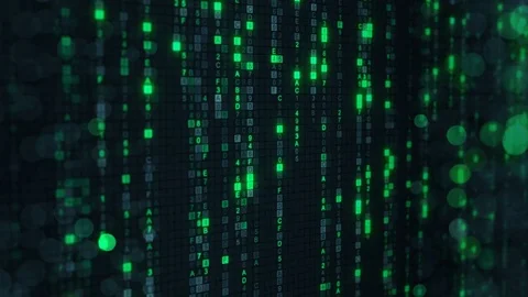 Green matrix rain of digital HEX code seamless loop animation 4k UHD (3840x2160) 動画素材 76596303