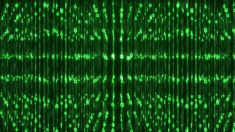 Green Matrix Style Digital Rain Falling Binary Code Background Loop Stock Footage 320529639