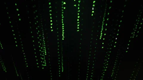 Green Matrix Style Digital Rain Falling Code on Black Background Stock Footage 334733382