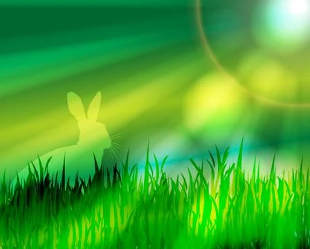 Green meadow with bunny Stock Illustration