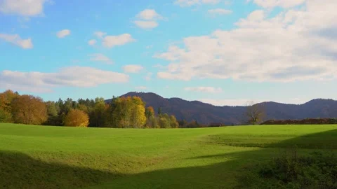 Green meadow in the foreground Stock Footage 166398469