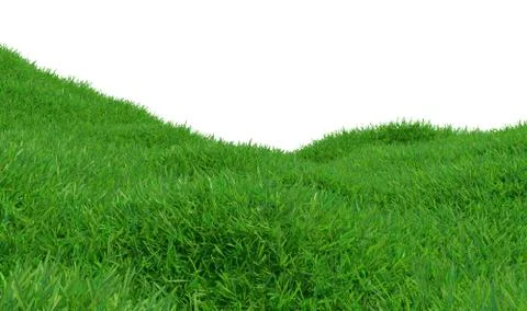 Green meadow in mountain. Composition of nature. 3d rendering Stock-Illustration