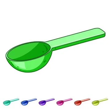 Green measuring scoop kitchen tool for cooking Illustrazione stock