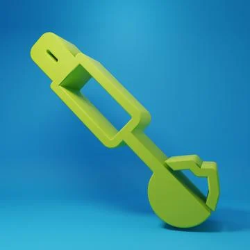 Green Measuring spoon icon isolated on blue background. Minimalism concept... Stock Illustration