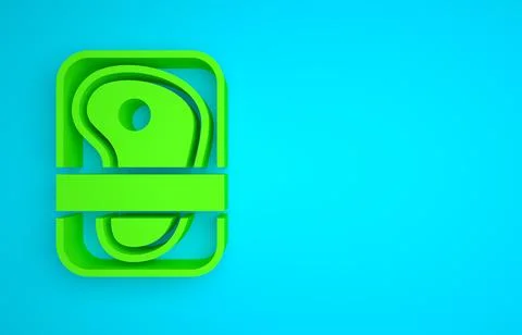 Green Meat packaging steak icon isolated on blue background. Fresh meat beef Stock Illustration