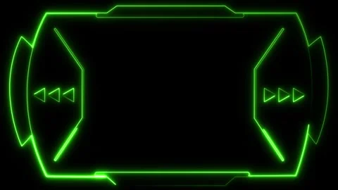 Green media control hud animation with futuristic interface frame and playb.. Stock Footage 337364735