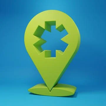 Green Medical map pointer with cross hospital icon isolated on blue backgro.. Stock Illustration