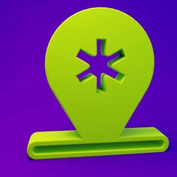 Green Medical map pointer with cross hospital icon isolated on purple-blue .. Stock Illustration