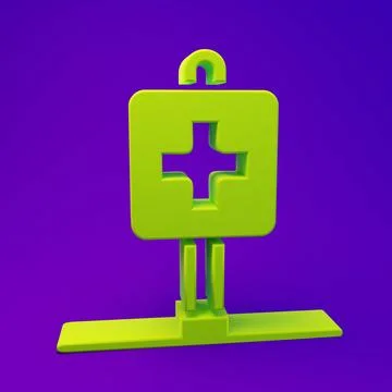 Green Medical map pointer with cross hospital icon isolated on purple-blue .. Stock Illustration