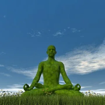 Green meditation - 3D render Stock Illustration