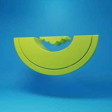 Green Melon fruit icon isolated on blue background. Minimalism concept. 3D .. Stock Illustration
