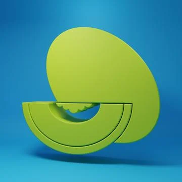 Green Melon fruit icon isolated on blue background. Minimalism concept. 3D .. Stock Illustration