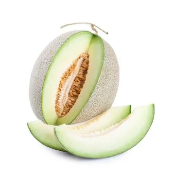 Green melon fruit isolated on white background.. 写真素材