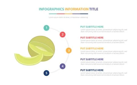 Green melon infographic template concept with five points list and various co Stock Illustration