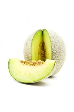 Green Melon isolated on white background Stock Photos