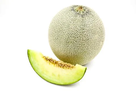 Green Melon isolated on white background Stock Photos