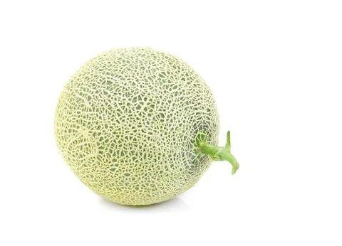 Green melon isolated on white background, Cantaloupe melons Stock Photos